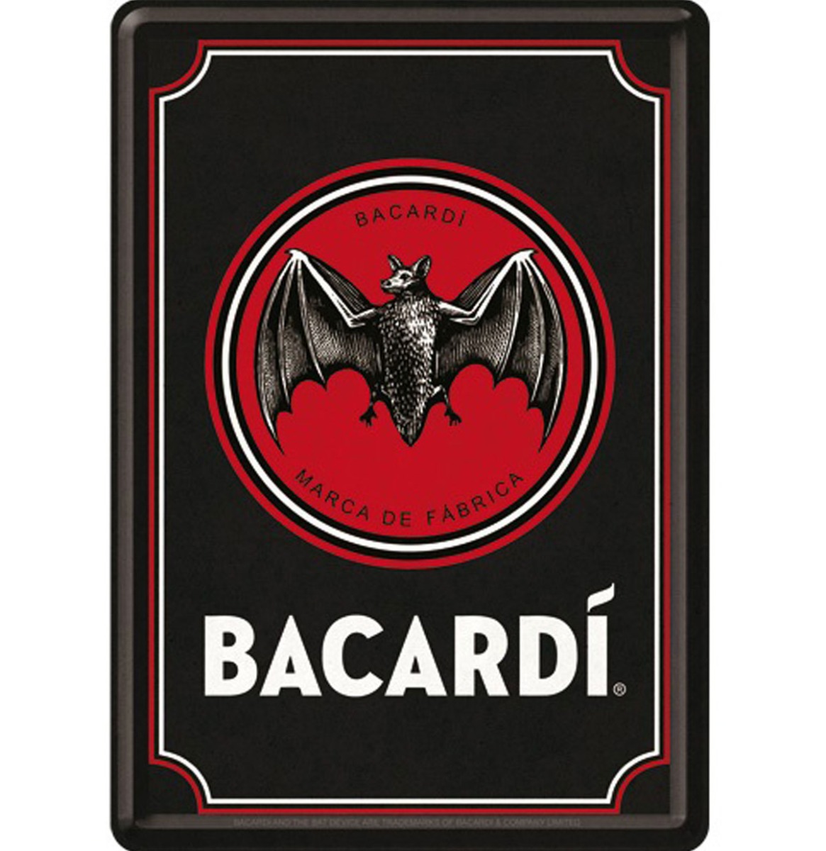 Metalen Postkaart Bacardi - Logo Black