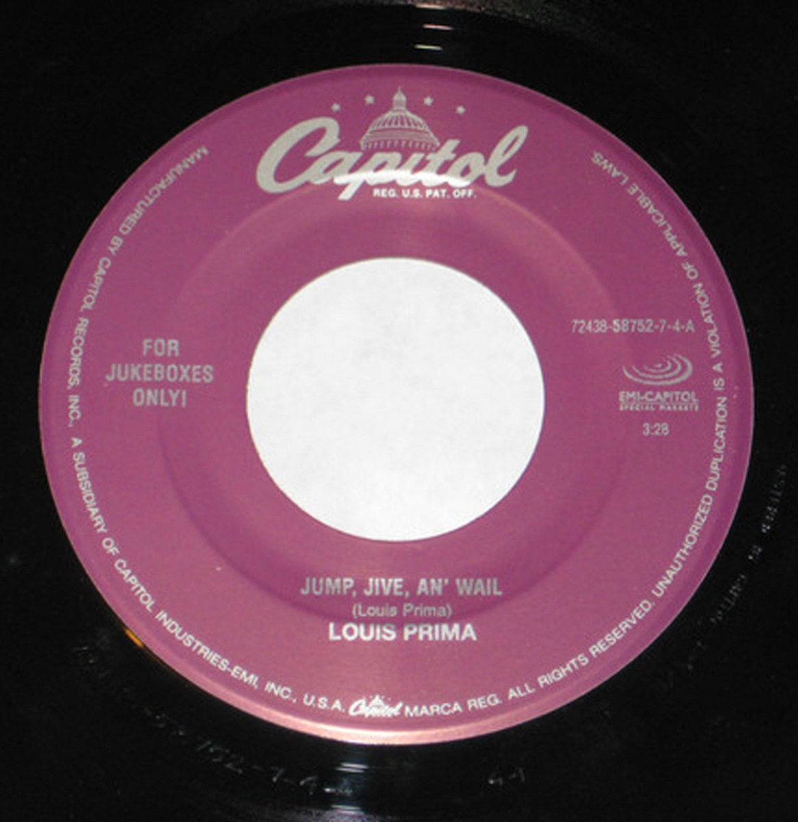 Single: Louis Prima - Jump, Jive An' Wail - Just A Gigolo-I Ain't Got Nobody (Medley)