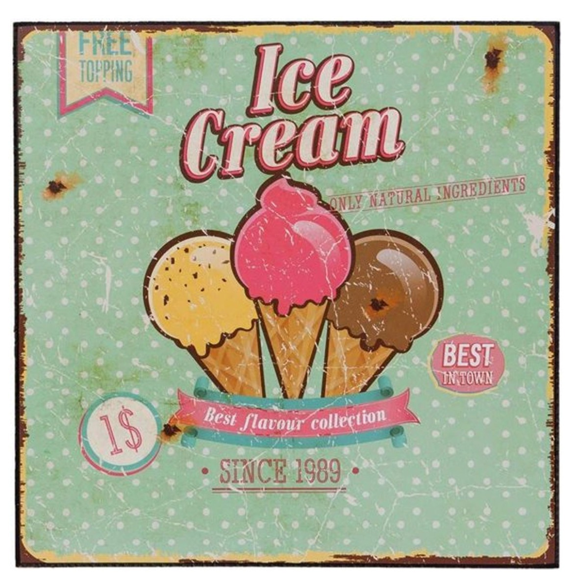 Ice Cream Wandbord - 25 x 25 cm - Hout - Multi
