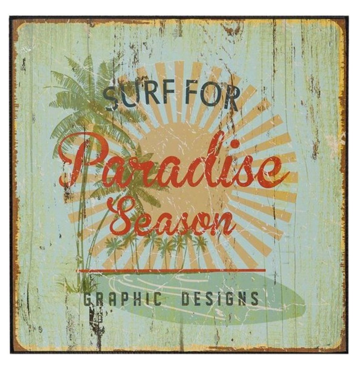 Surf For Paradise Season Wandbord - 25 x 25 cm - Hout - Multi