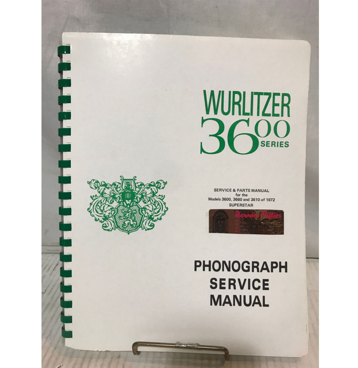 Service And Parts Manual For Wurlitzer 3600, 3660 or 1972 Superstar Jukebox Models