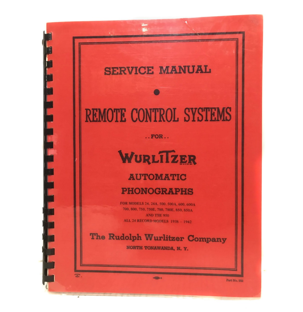 Wurlitzer Service Manual For All 24 Selections Models 1938-1942