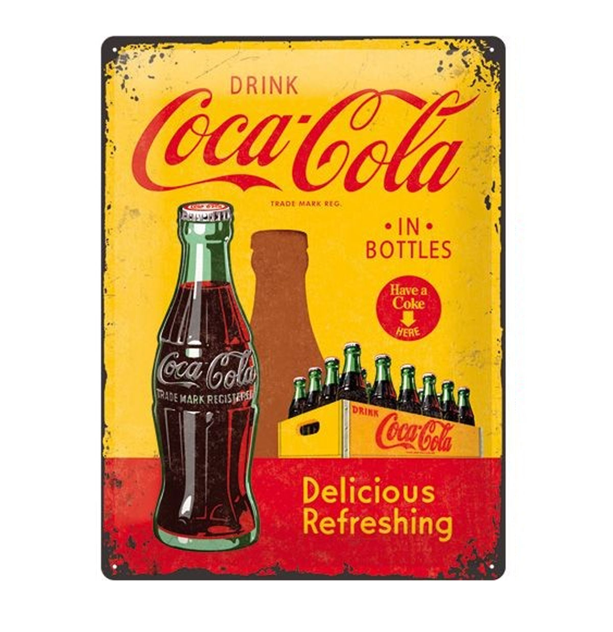 Metal Sign 'Drink Coca-Cola In Bottles' 30 x 40 cm