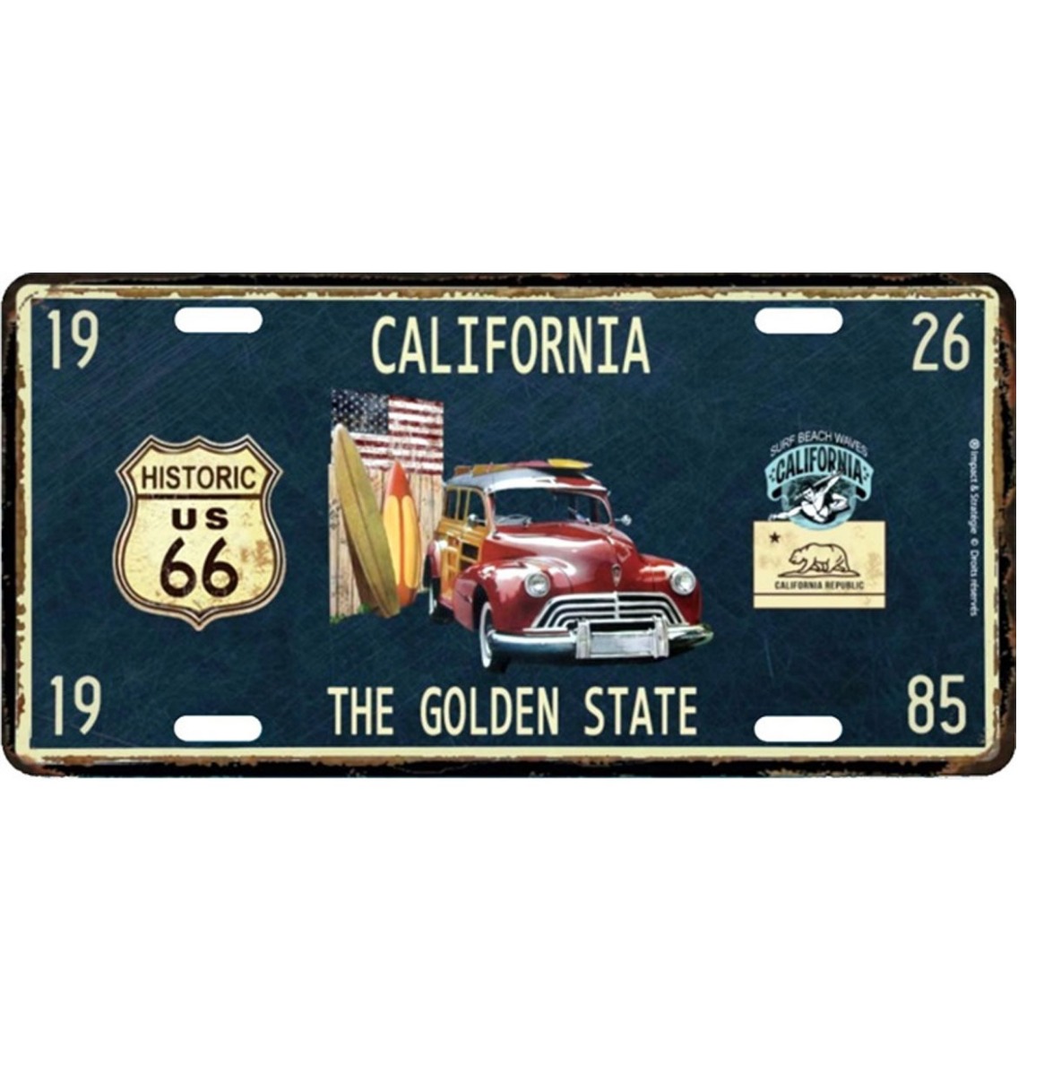 California The Golden State Metalen Kentekenplaat Met Reliëf