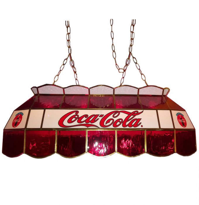 Coca Cola Pool Billiards Table Light, Coca Cola Stained Glass Table Lamp