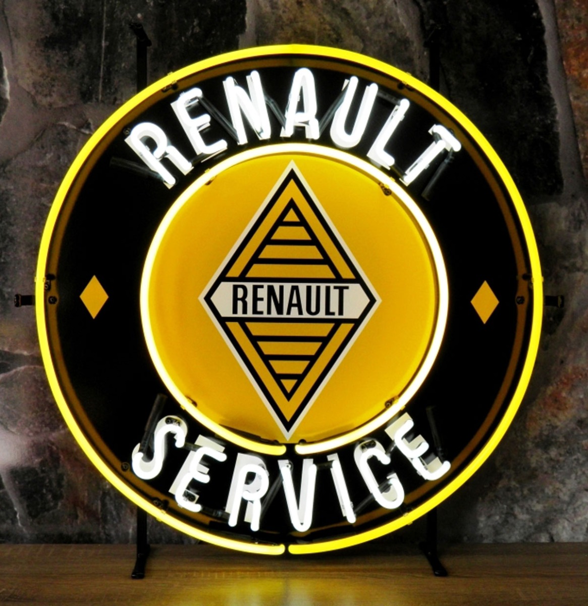 Renault Service Neon Met Achterplaat 65 x 65 cm