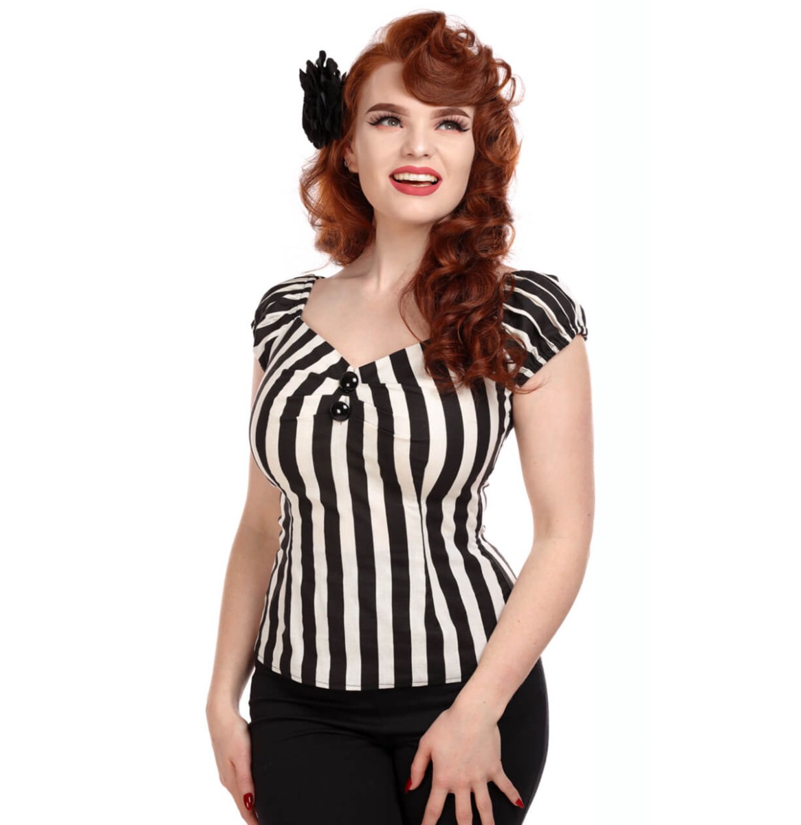 Collectif Dolores Top Striped Black / White-S