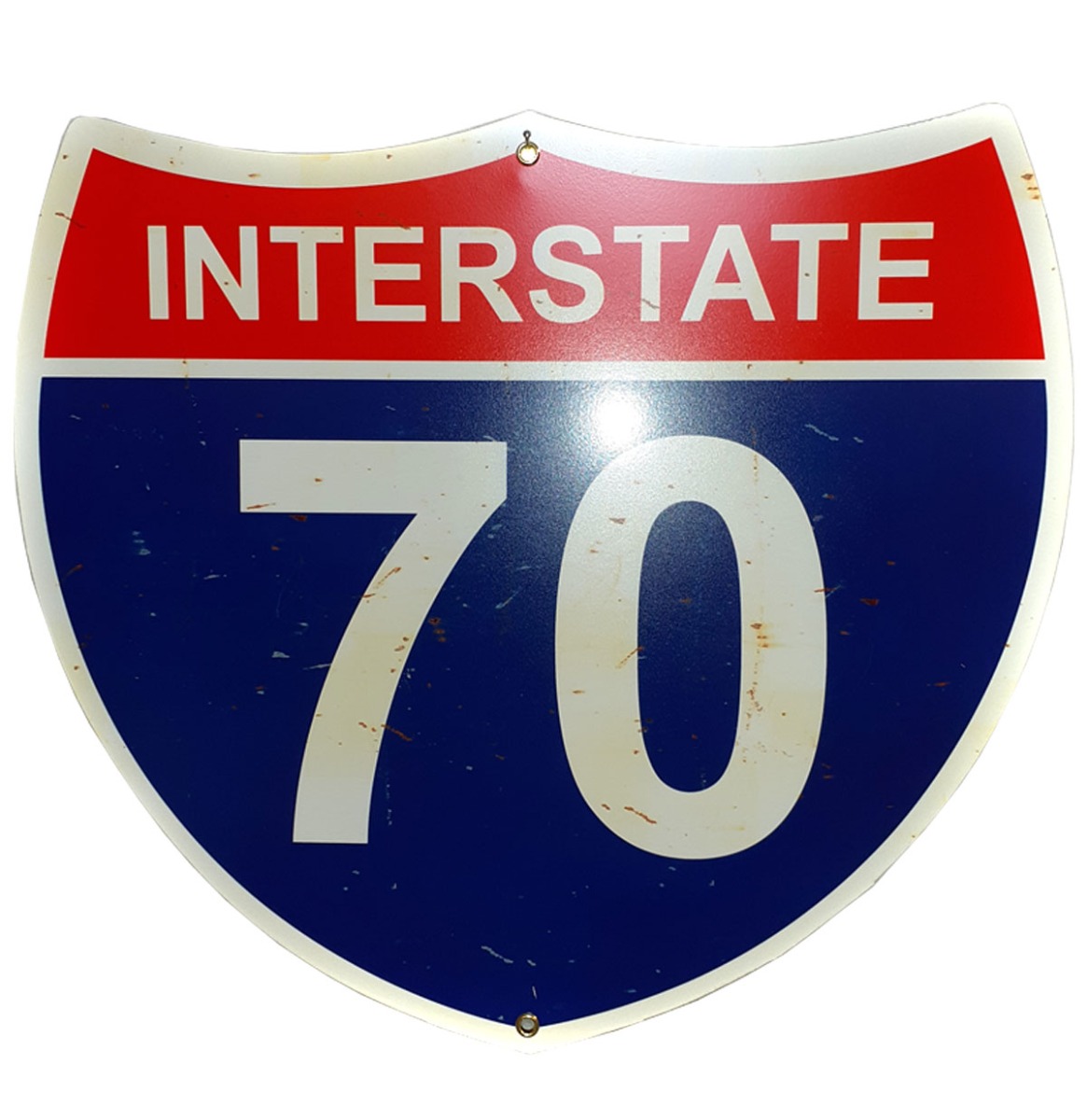 Interstate 70 Straatbord - Roestig Uitziende Plekjes - 43 x 38 cm