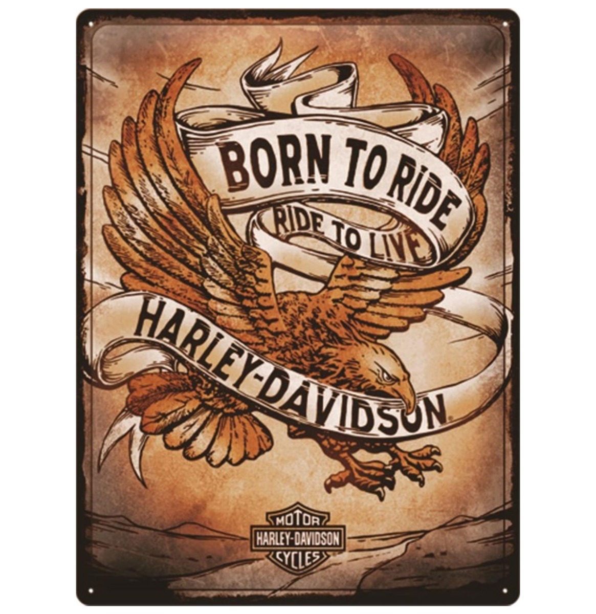 Harley-Davidson Born To Ride Ride To Live Metalen Bord - 30 x 40 cm