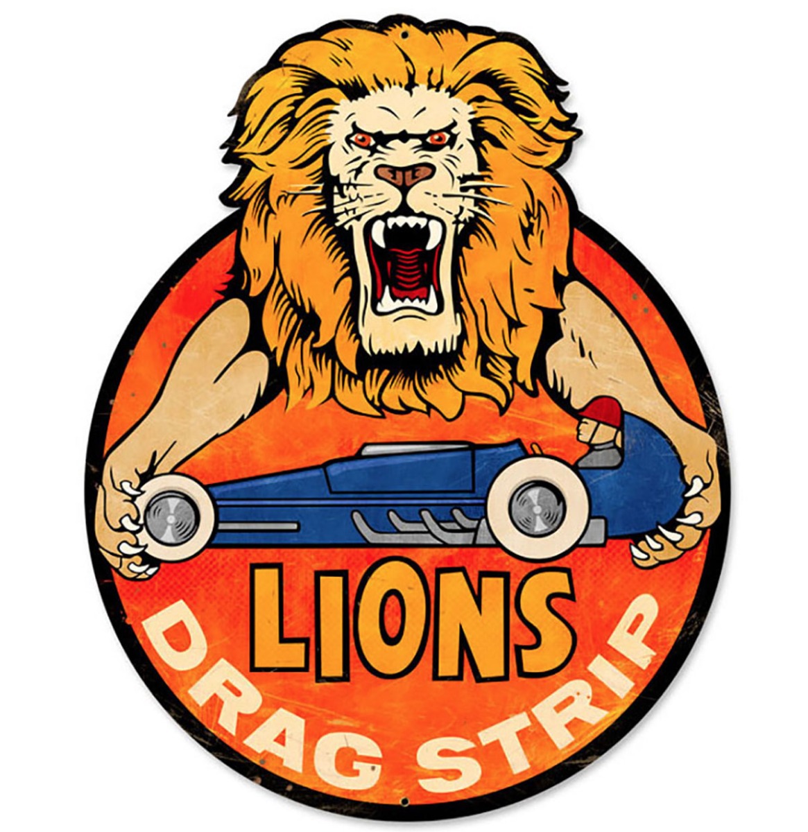 Lions Drag Strip Logo Cut Out Zwaar Metalen Bord 61 x 49 cm
