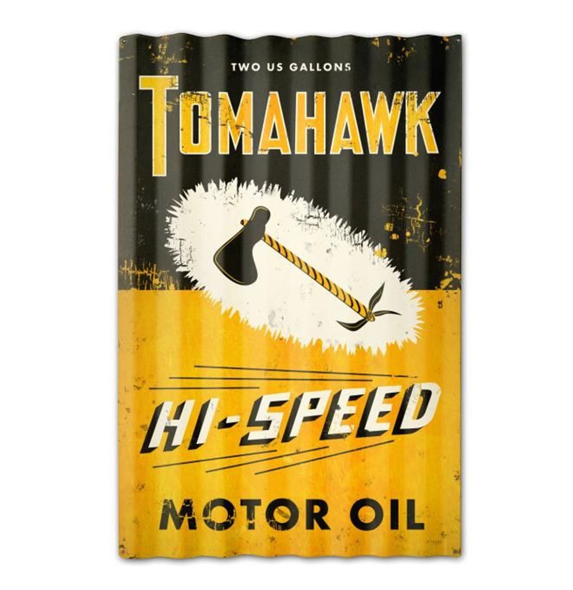 Tomahawk Hi-Speed Motor Oil Gegolfd Zwaar Metalen Bord 60 x 38 cm