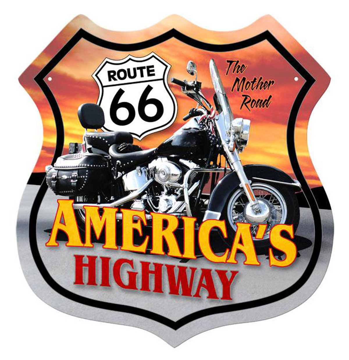 Route 66 America's Highway Motorcycle Zwaar Metalen Bord