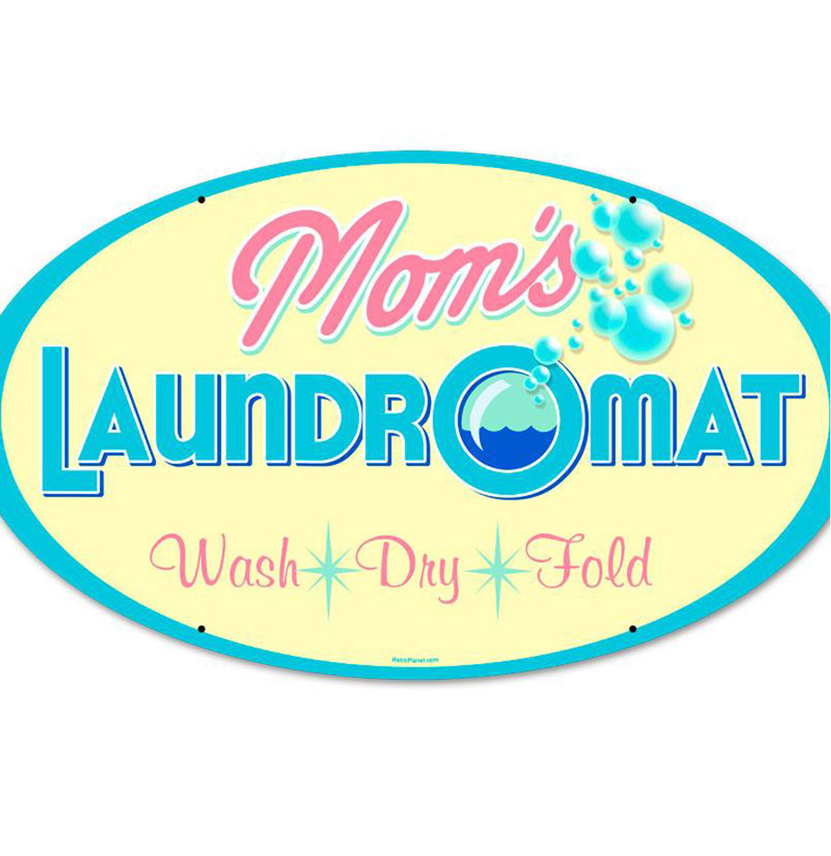 Mom's Laundromat Wash Dry Fold Zwaar Metalen Bord