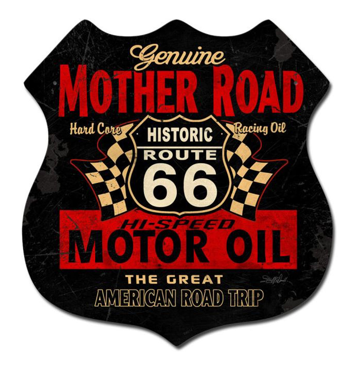 Genuine Mother Road Route 66 Motor Oil Zwaar Metalen Bord