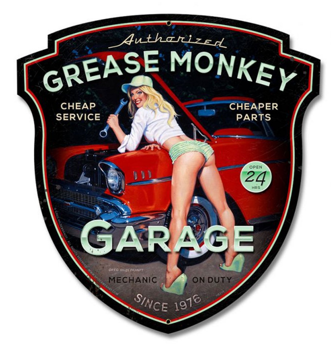 Authorized Grease Monkey Zwaar Metalen Bord - 41 x 38 cm