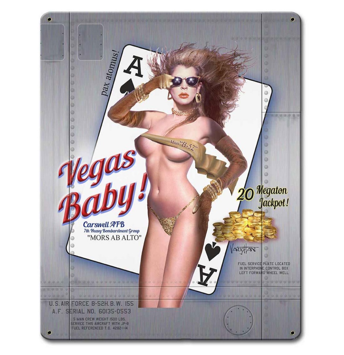 Vegas Baby Pin-Up Zwaar Metalen Bord - 37 x 29 cm