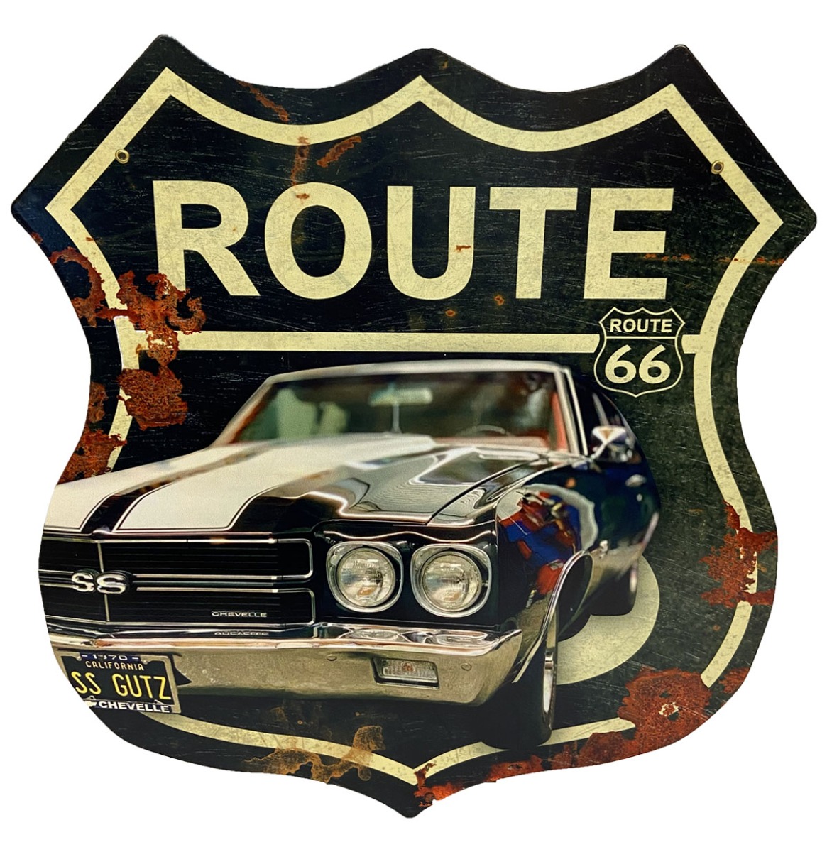 Route 66 Chevelle - Metalen Bord 36 x 39 cm