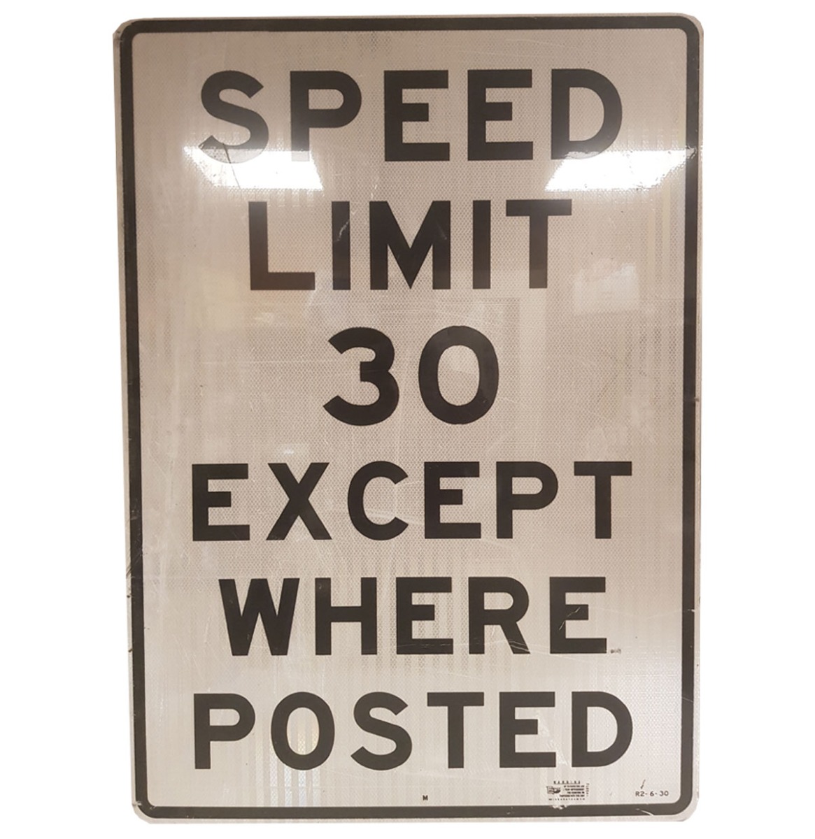 Speed Limit 30 Except Where Posted Straatbord - Origineel