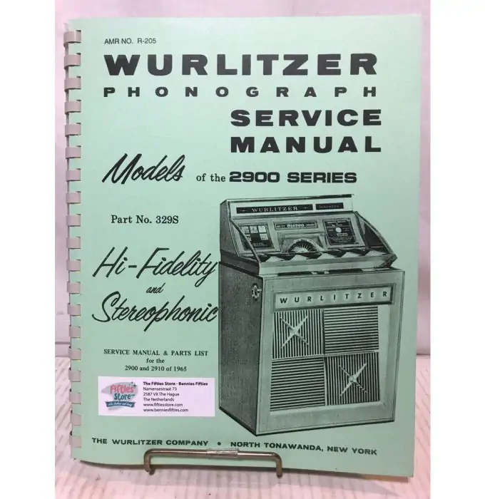 Wurlitzer Model 2900 Jukebox Manual 